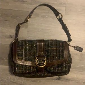 Tweed coach purse brown light green
